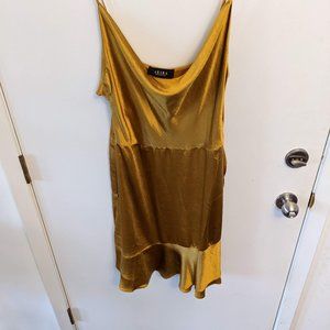 Mustard Satin Akira Dress Size L - Never Worn